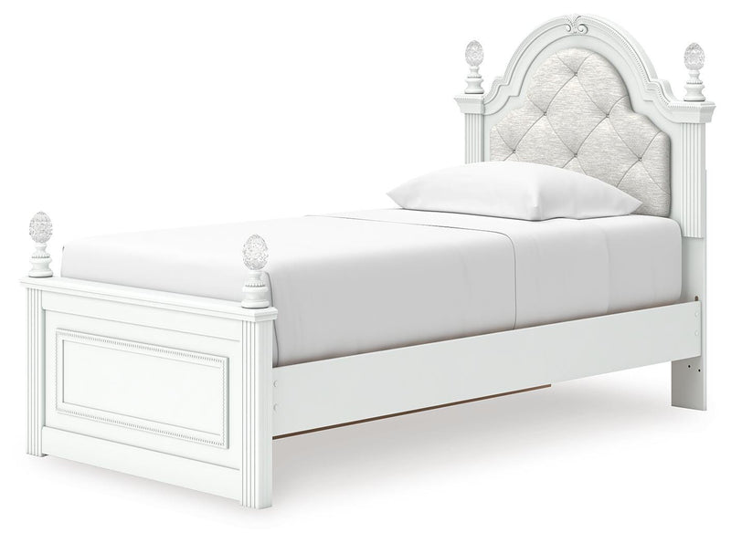 Kozlani White Twin Upholstered Panel Storage Bed - PCB1819B9