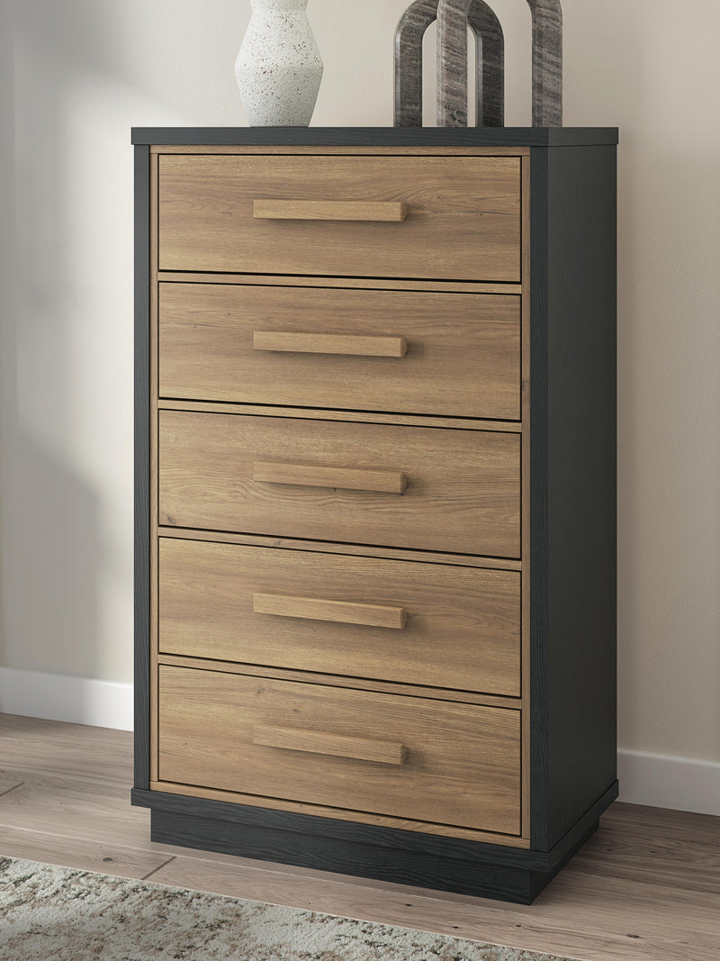 Kozmour Black/Brown Chest of Drawers - EB1460-245
