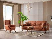 Kristal 3-pieces (Sofa & Loveseat & Chair) Livingroom Set Dark Brick in Dark Brick - 101-KRI-DBRI-321