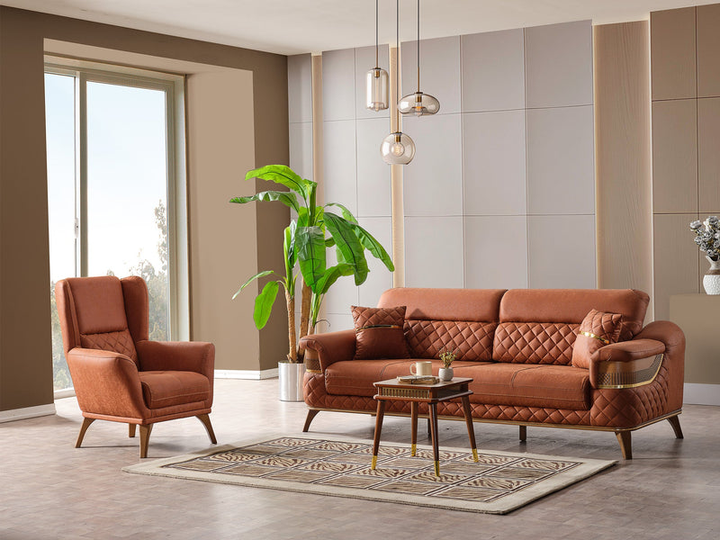 Kristal 3-pieces (Sofa & Loveseat & Chair) Livingroom Set Dark Brick in Dark Brick - 101-KRI-DBRI-321