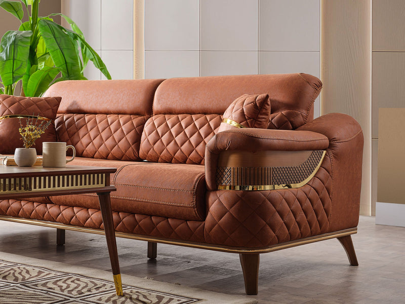 Kristal 3-pieces (Sofa & Loveseat & Chair) Livingroom Set Dark Brick in Dark Brick - 101-KRI-DBRI-321