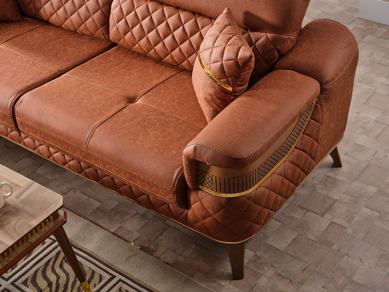 Kristal 3-pieces (Sofa & Loveseat & Chair) Livingroom Set Dark Brick in Dark Brick - 101-KRI-DBRI-321