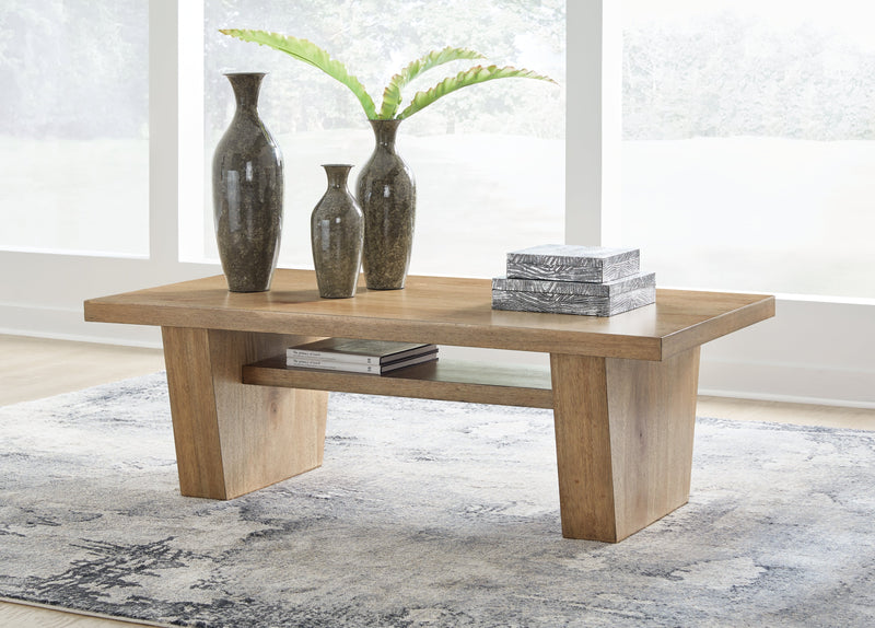 Kristiland Coffee Table with 1 End Table in Light Brown - PKG019335