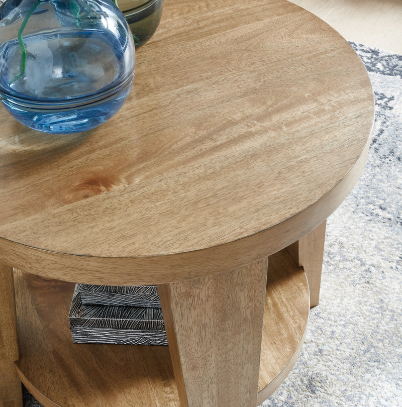 Kristiland Coffee Table with 1 End Table in Light Brown - PKG019335