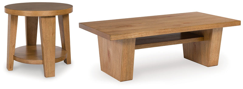 Kristiland Coffee Table with 1 End Table in Light Brown - PKG019335