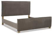 Krystanza Weathered Gray Queen Upholstered Panel Bed - Gate FurnitureQueen Bed