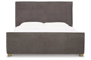 Krystanza Weathered Gray Queen Upholstered Panel Bed - Gate FurnitureQueen Bed