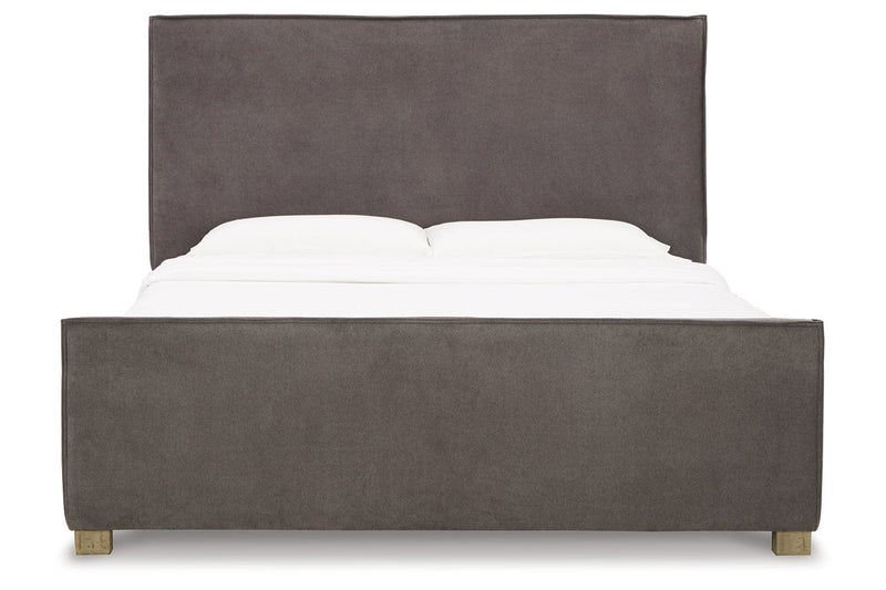 Krystanza Weathered Gray Queen Upholstered Panel Bed - Gate FurnitureQueen Bed