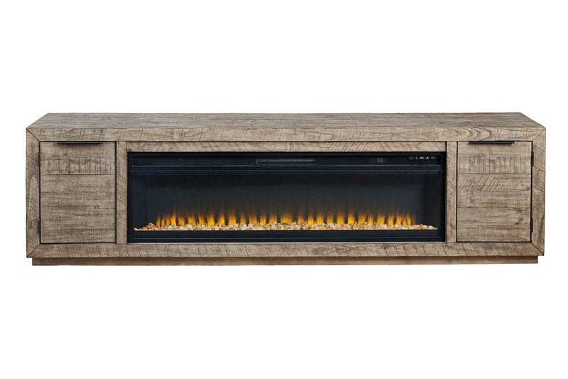 Krystanza Weathered Gray TV Stand with Electric Fireplace - Gate FurnitureTV Stand