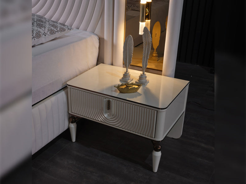 Kuvars Nightstand With Back Part - 120-KUV-NS