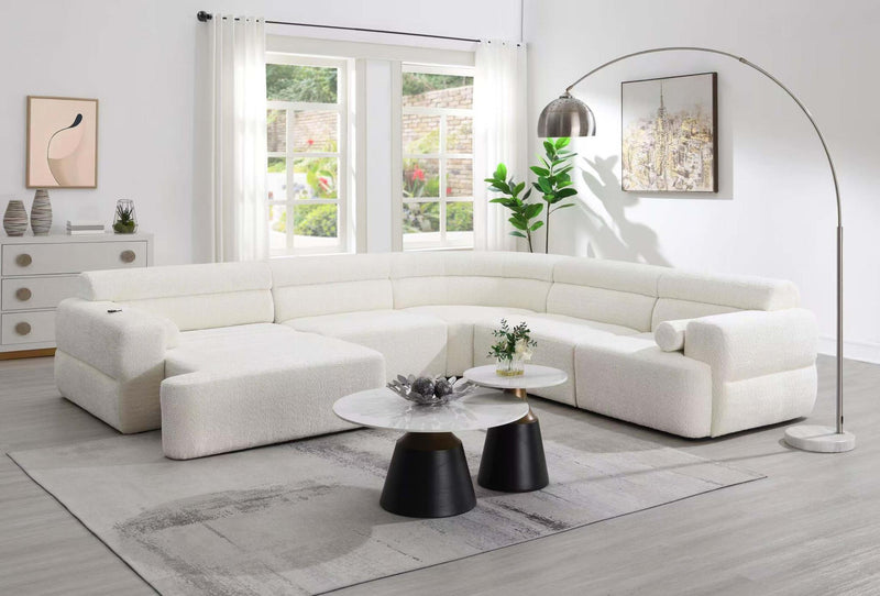 L329 - Alaska Cream 5PC Power Chaise Sectional - L329-Cream-5PC