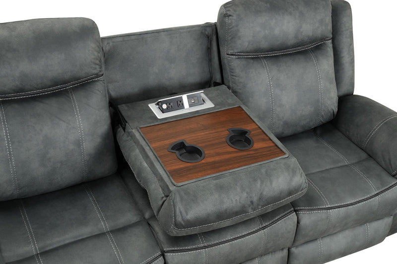 [L360-L] Palm - Loveseat (Gray), Fabric, Gray With : Console, Cup Holder, Power Source, USB Charger, Rocker. Box: 1 of 1 Each - L360-L