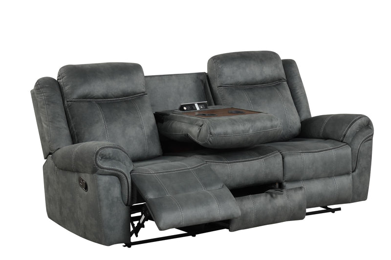 [L360-L] Palm - Loveseat (Gray), Fabric, Gray With : Console, Cup Holder, Power Source, USB Charger, Rocker. Box: 1 of 1 Each - L360-L