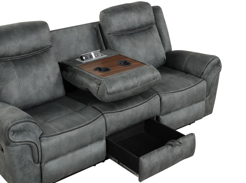 [L360-L] Palm - Loveseat (Gray), Fabric, Gray With : Console, Cup Holder, Power Source, USB Charger, Rocker. Box: 1 of 1 Each - L360-L