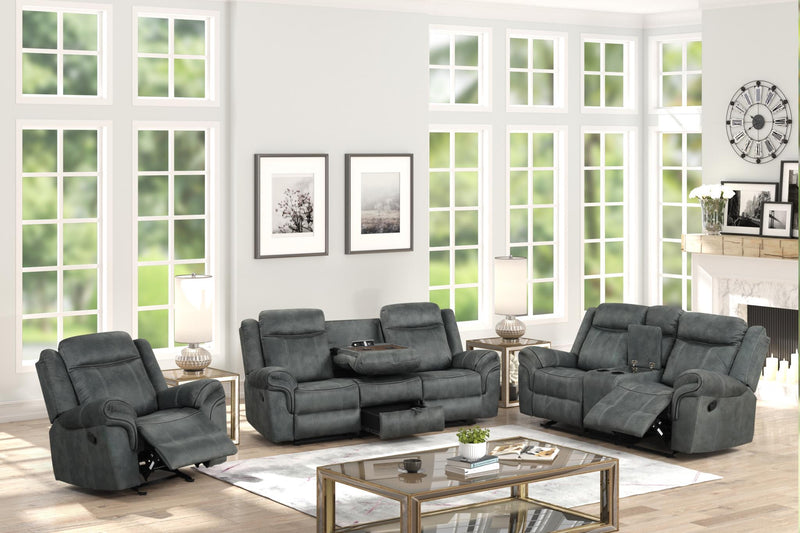 [L360-SL] Palm - SL (Gray), Fabric, Gray With : Drop-Down Table, Console, Power Source, Pull-out Drawer, Cup Holder, USB Charger Each - L360-SL