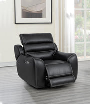 [L367-R] London - Recliner (Black), Air Leather, Black With : Power Headrest, USB, Type C Charger, Zero Gravity Box: 1 of 1 Each - L367-R