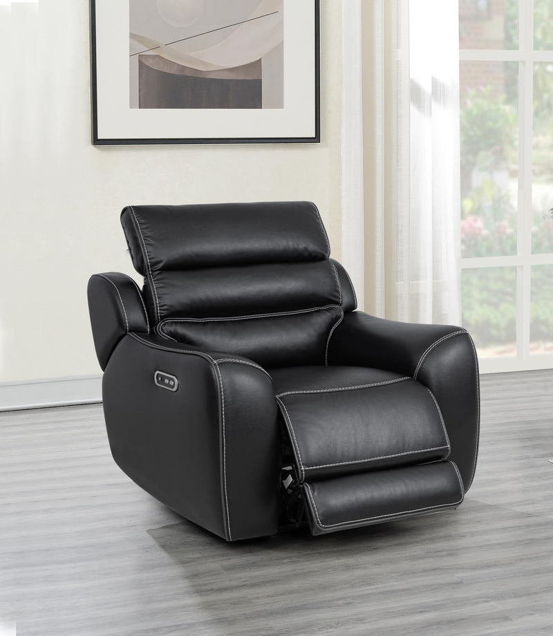 [L367-R] London - Recliner (Black), Air Leather, Black With : Power Headrest, USB, Type C Charger, Zero Gravity Box: 1 of 1 Each - L367-R