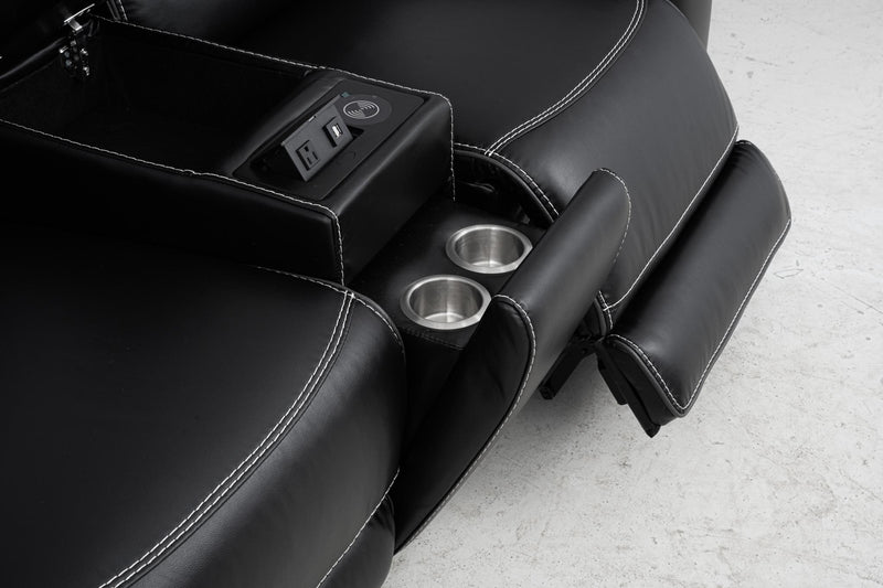 [L367-R] London - Recliner (Black), Air Leather, Black With : Power Headrest, USB, Type C Charger, Zero Gravity Box: 1 of 1 Each - L367-R