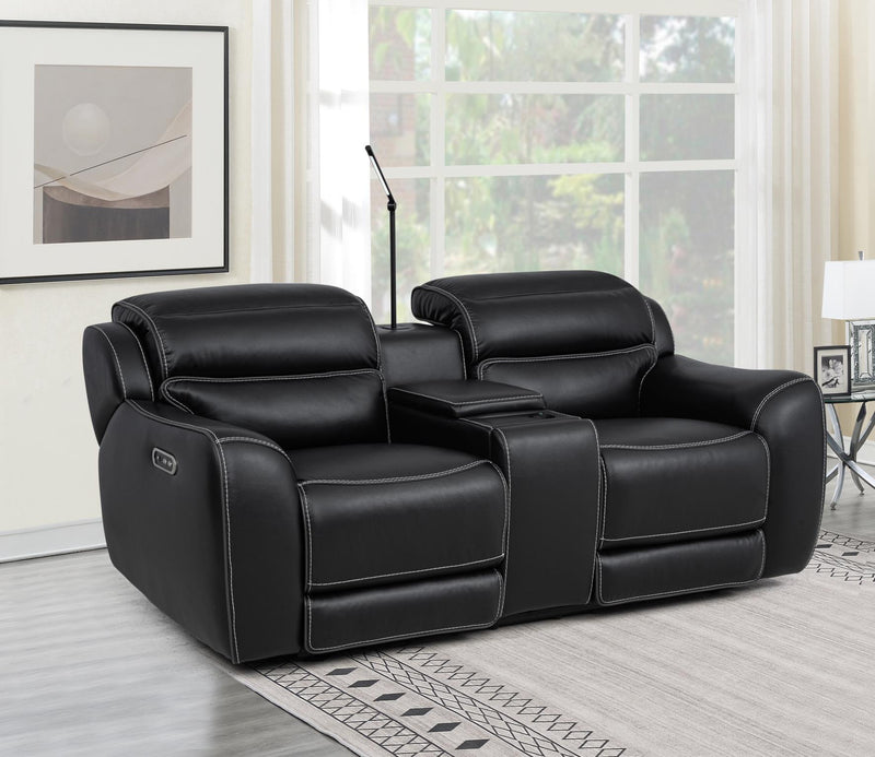[L367-R] London - Recliner (Black), Air Leather, Black With : Power Headrest, USB, Type C Charger, Zero Gravity Box: 1 of 1 Each - L367-R