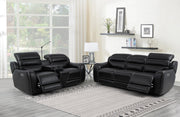 [L367-S] London - Sofa (Black), Air Leather, Black With : Power Headrest, USB, Type C Charger, Zero Gravity Box: 1 of 1 Each - L367-S