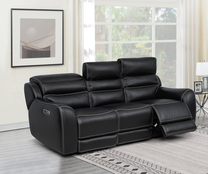[L367-S] London - Sofa (Black), Air Leather, Black With : Power Headrest, USB, Type C Charger, Zero Gravity Box: 1 of 1 Each - L367-S