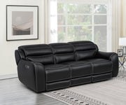 [L367-S] London - Sofa (Black), Air Leather, Black With : Power Headrest, USB, Type C Charger, Zero Gravity Box: 1 of 1 Each - L367-S
