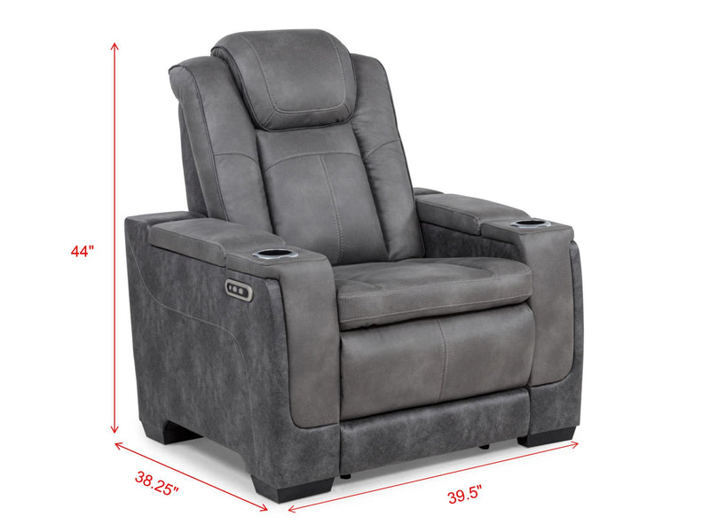 L407 - Janet Grey 3PC (Power Sofa & Loveseat & Recliner) - L407-Grey-3PC