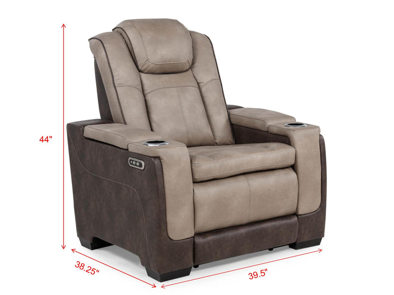 L408 - Janet Brown Power Loveseat W/ PWR Headrest - L408-2