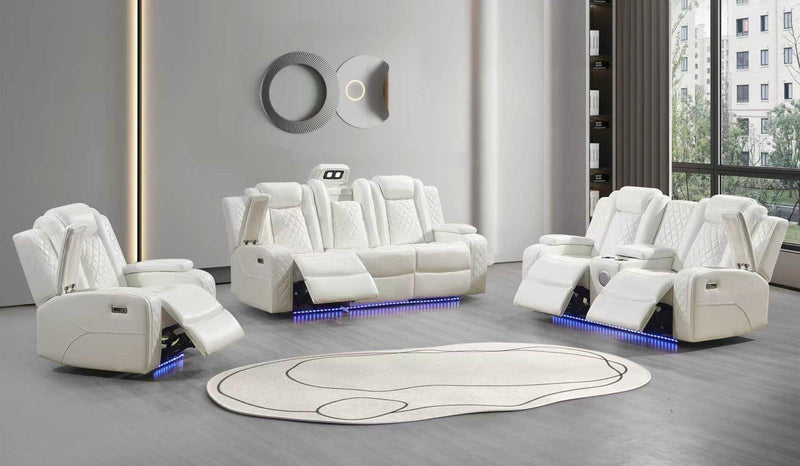 L447 - Knox White 3PC (Power Sofa & Loveseat & Recliner) - L447-White-3PC