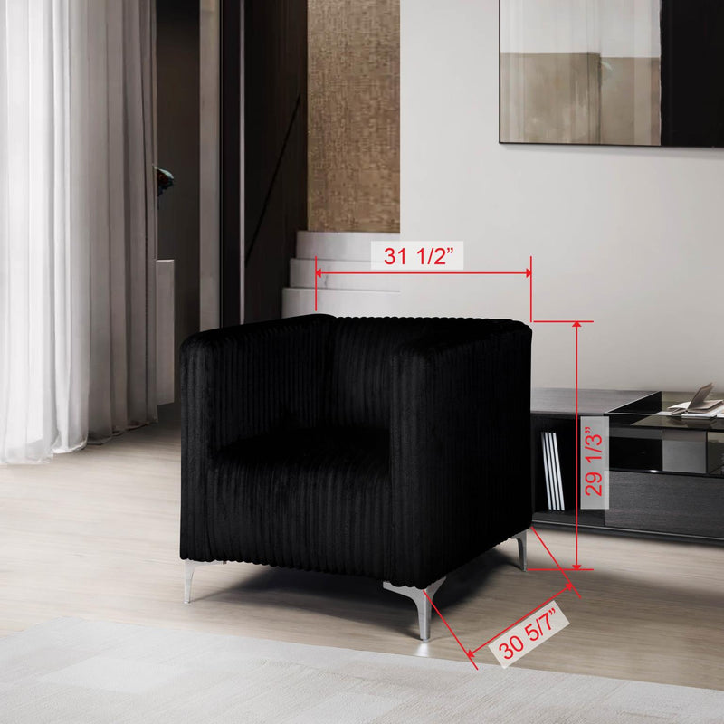 [L454-C] Austin - Chair (Black), Velvet, Black With : N/A Box: 1 of 1 Each - L454-C
