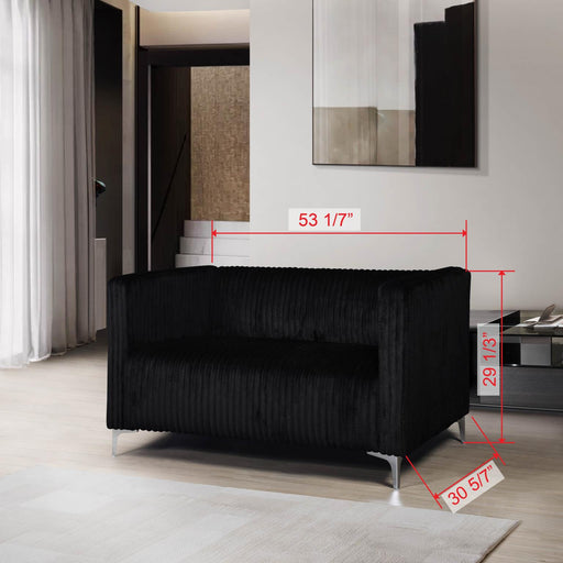 [L454-L] Austin - Loveseat (Black), Velvet, Black With : N/A Box: 1 of 1 Each - L454-L