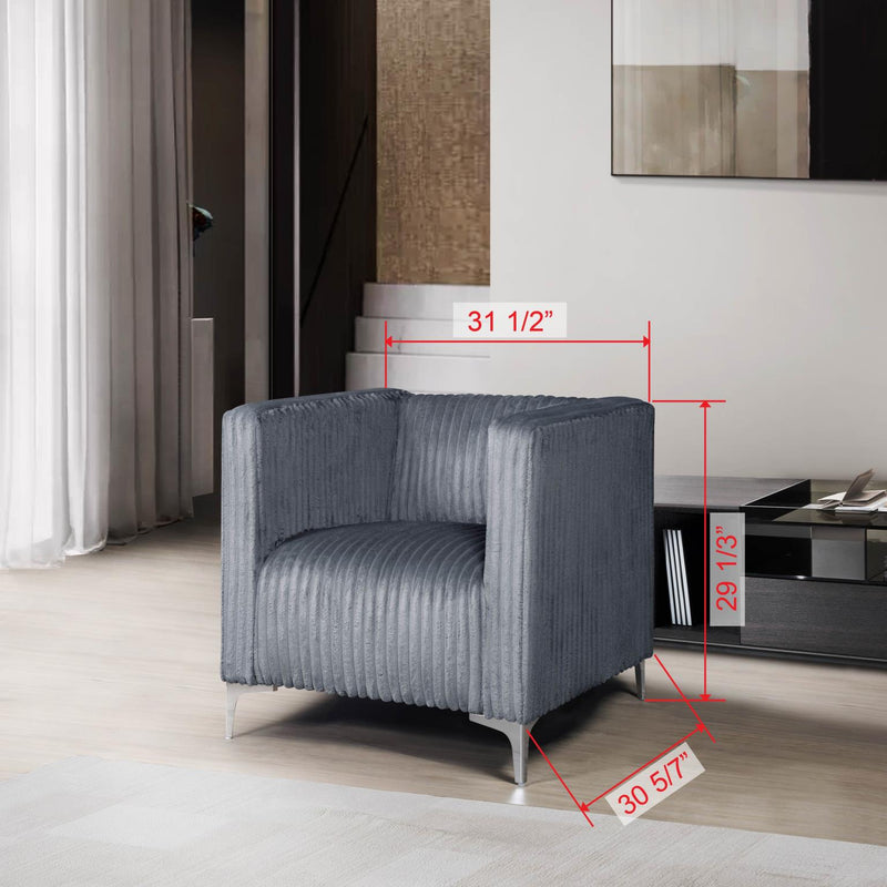 [L455-C] Austin - Chair (Gray), Velvet, Gray With : N/A Box: 1 of 1 Each - L455-C