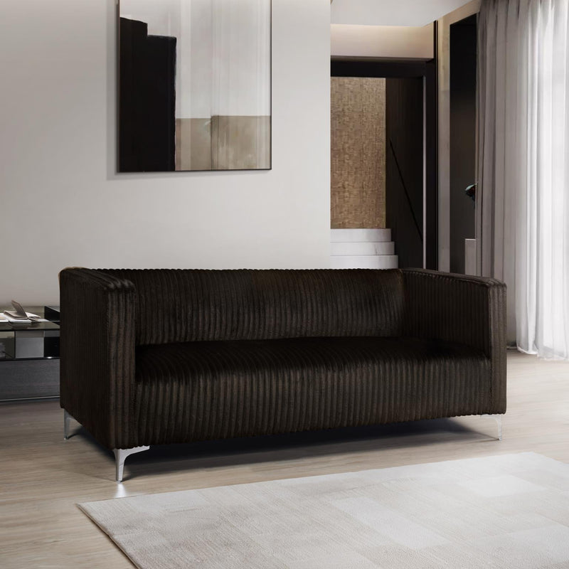 [L456-S] Austin - Sofa (Brown), Velvet, Brown With : N/A Box: 1 of 1 Each - L456-S