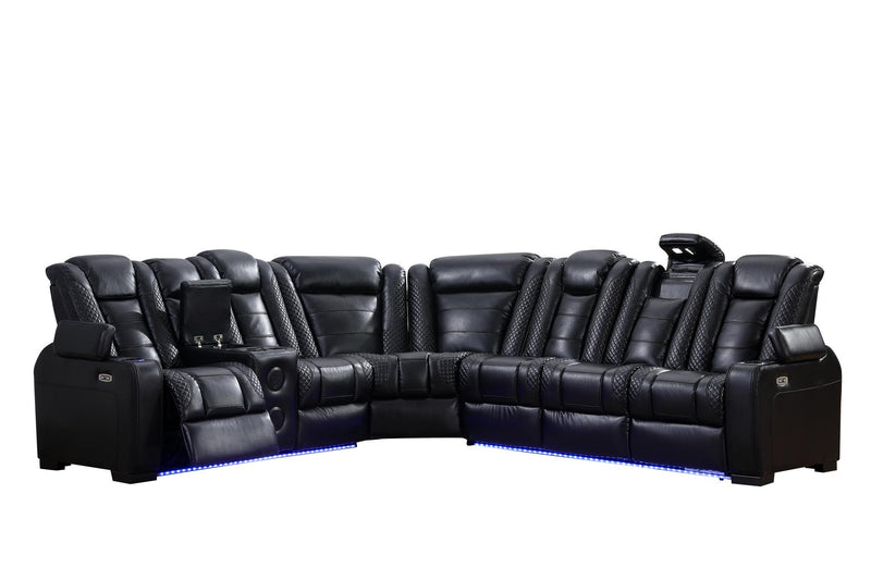 L467 - Zachary Black 3PC Power Sectional - L467-Black-3PC Sectional