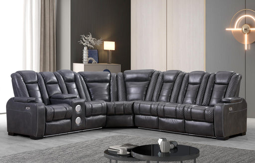 L468 - Zachary Gray 3PC Power Sectional - L468-Gray-3PC Sectional