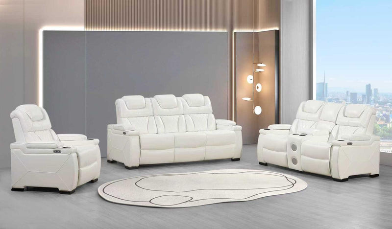 L493 - Braden White Power Recliner W/ PWR Headrest (White) - L493-1