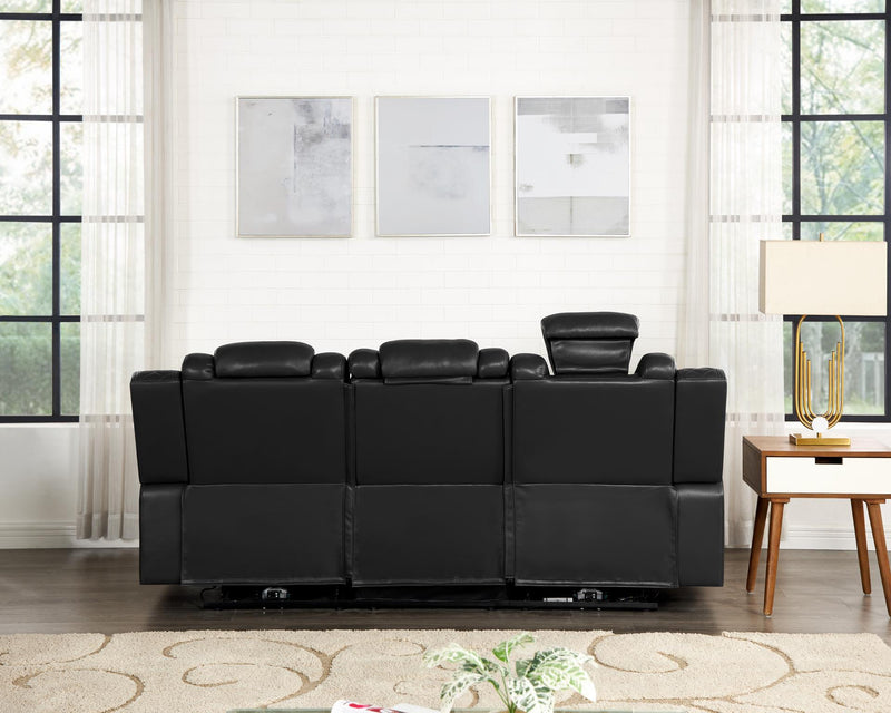 [L670-S] BELLA - Sofa (Black), Gel Leather, Black With : Power Recliner, Power Headrest, Drop-Down Table with Cup Holder, Wireless Charger, Power Source, Built-In LED Light, Storage Armrest, Reading Light Box: 1 of 1 Each - L670-S