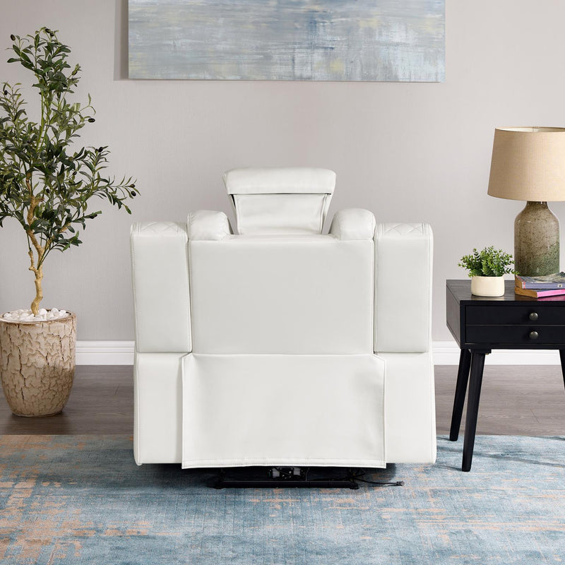 [L672-R] BELLA - Recliner (White), Gel Leather, White With : Power Recliner, Power Headrest, Storage Armrest, USB Charger, Built-In LED Light Box: 1 of 1 Each - L672-R
