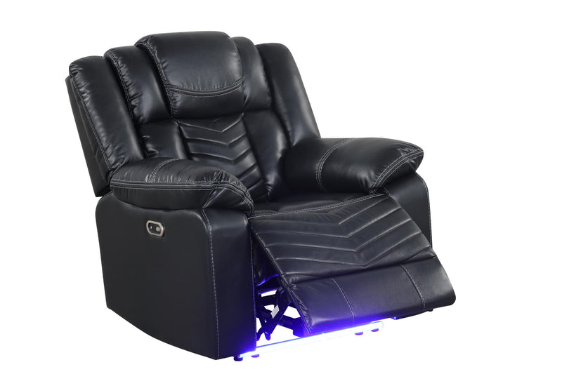 [L680-R] Newnan - Recliner (Black, Power), Air Leather, Black With : Power Recliner, Tube LED, USB Charger, Zero Gravity Box: 1 of 1 Each - L680-R
