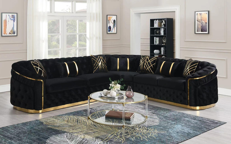 L856 - Queen ( Black ) 3 PC Black Sectional - L856-BLK-Sectional