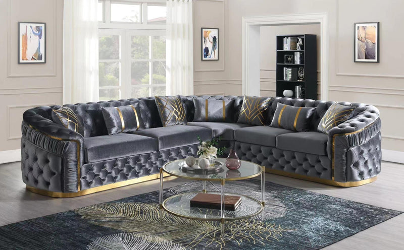 L857 - Queen ( Grey ) 3 PC Grey Sectional - L857-GY-Sectional