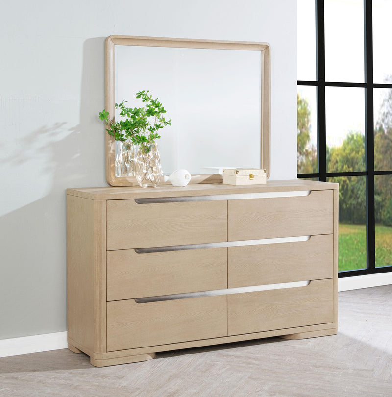 Ladera 6-drawer Bedroom Dresser and Mirror Light Elm - 225083M