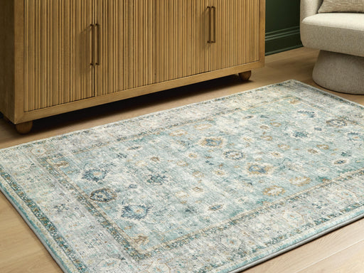 Ladstoney Teal/Beige/Ochre 5' x 7' Memory Foam Area Rug - R407502