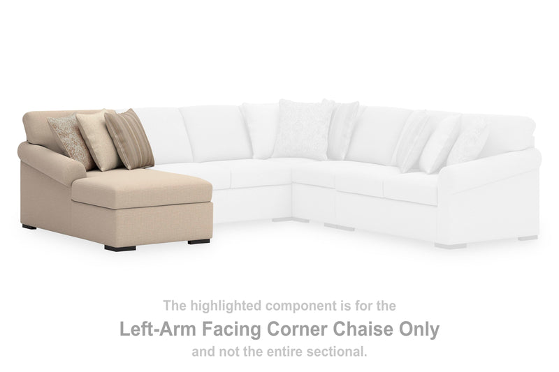 LadyMae Twill Left-Arm Facing Corner Chaise - 5940416