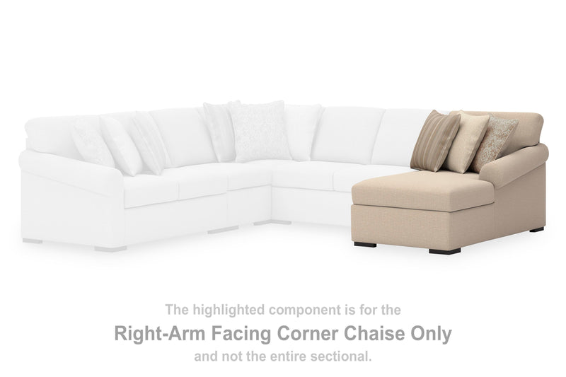 LadyMae Twill Right-Arm Facing Corner Chaise - 5940417