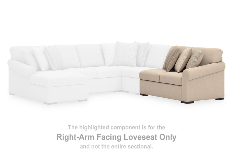 LadyMae Twill Right-Arm Facing Loveseat - 5940456