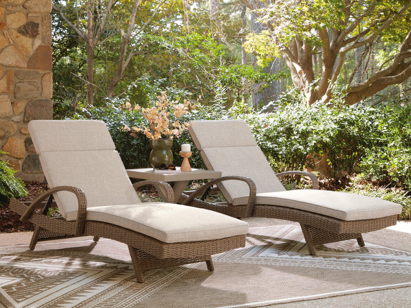 Laguna Heights 2 Outdoor Lounge Chairs with End Table in Beige - PKG025317