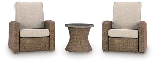 Laguna Heights 2 Outdoor Recliners and End Table in Beige - PKG025318