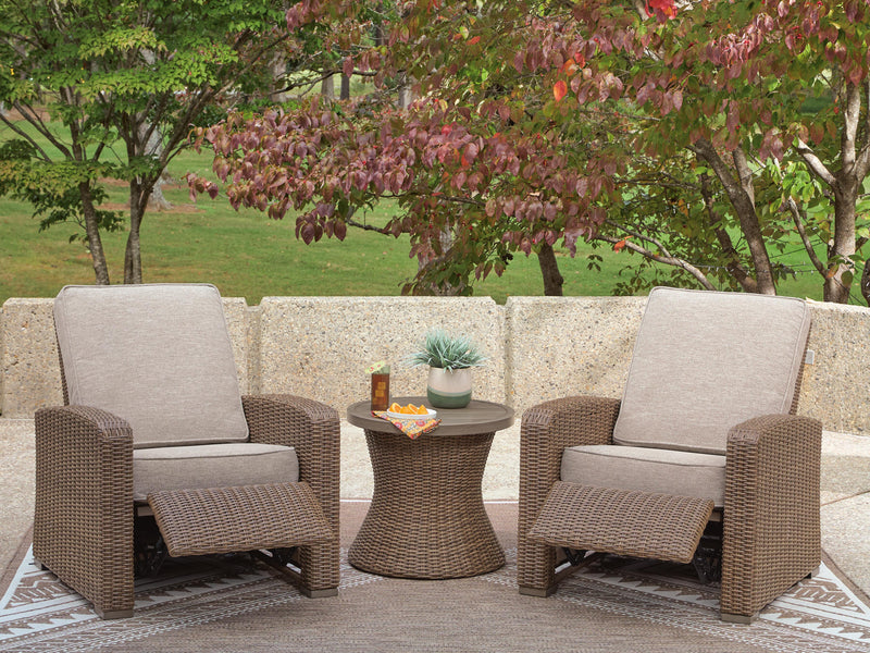 Laguna Heights 2 Outdoor Recliners and End Table in Beige - PKG025318