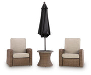 Laguna Heights 2 Outdoor Recliners and End Table in Beige - PKG025318
